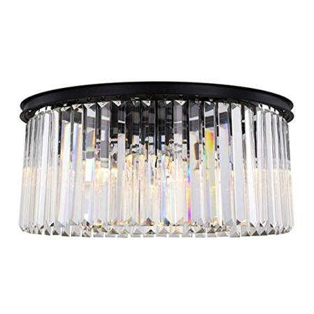 GLOWFLOW 1238F31MB-RC Sydney 8 Light Flush Mount Royal Cut Crystals - Matte Black GL2961419